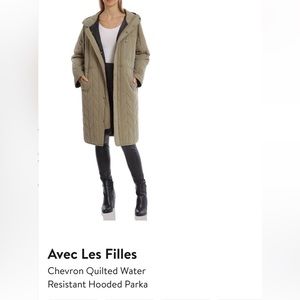Avec Les Filles Chevron Quilted Water Resistant Hooded Parka